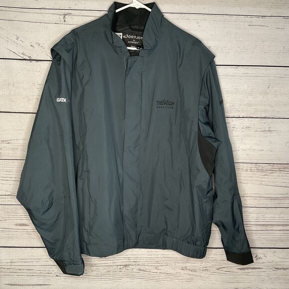 DRYJOYS Golf Jacket Men's size XL FJ FOOTJOY Full Zip Up Teal Lined “the Wilds” - Picture 2 of 11